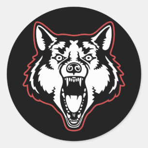 Pegatina Redonda Snarling Wolf