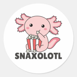 Pegatina Redonda Snaxolotl Axolotl Ama A Los Animales Dulces Popcor