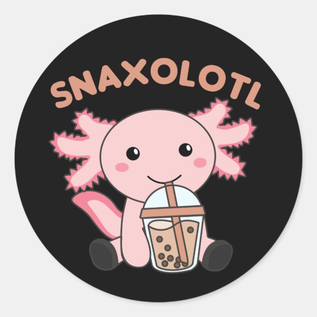 Pegatina Redonda Snaxolotl Axolotl Bubble Tea Amantes de los dulces (Anverso)