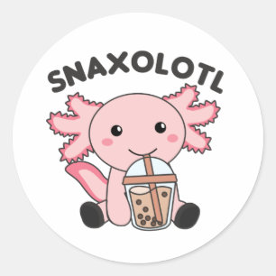 Pegatina Redonda Snaxolotl Axolotl Bubble Tea Amantes de los dulces