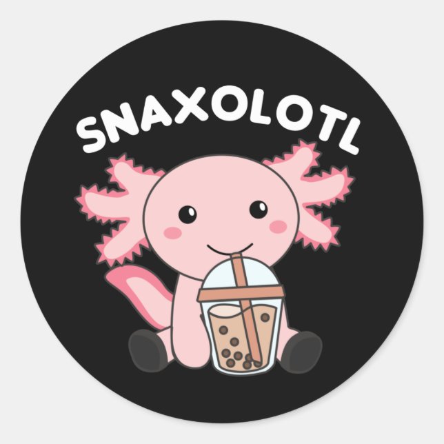Pegatina Redonda Snaxolotl Axolotl Bubble Tea Amantes de los dulces (Anverso)