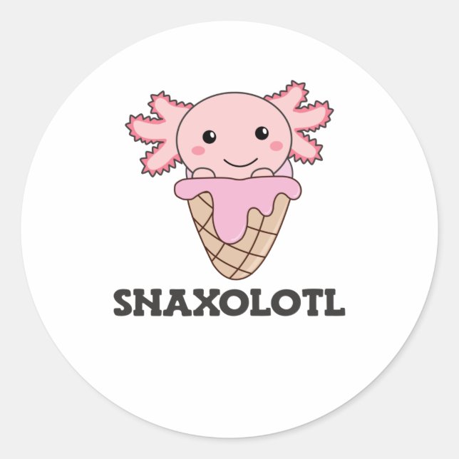 Pegatina Redonda Snaxolotl Axolotl Fresas Amantes del Hielo Dulce (Anverso)