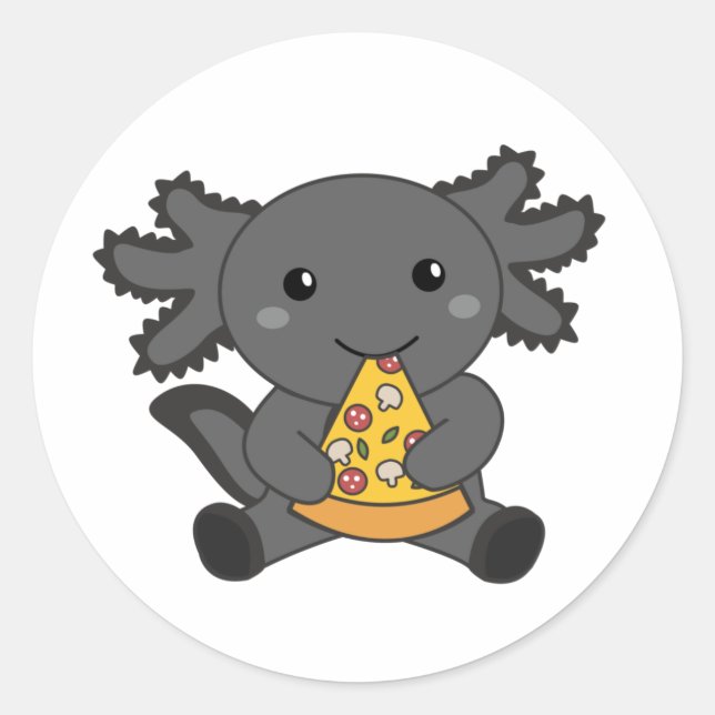 Pegatina Redonda Snaxolotl Axolotl Lover Cute Animales Pizza Classi (Anverso)