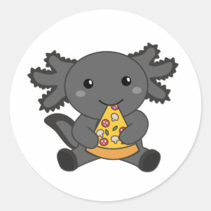 Pegatina Redonda Snaxolotl Axolotl Lover Cute Animales Pizza Classi