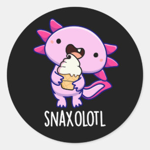 Pegatina Redonda Snaxolotl Funny Axolotl Pun Dark BG