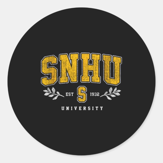 Pegatina Redonda Snhu Collegiate Arch Retro Design For Men Women  (Anverso)