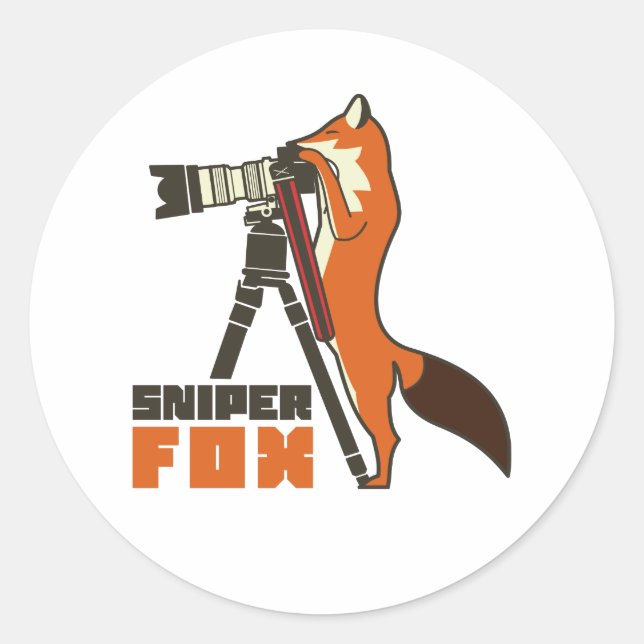 Pegatina Redonda Sniper Fox (Anverso)