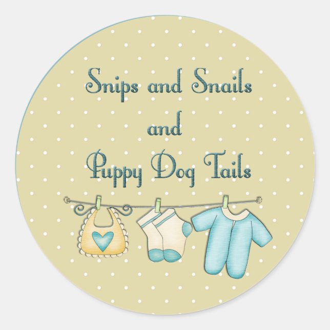 Pegatina Redonda Snips Snails Puppy Perros De Perro Con Ropa De Beb (Anverso)
