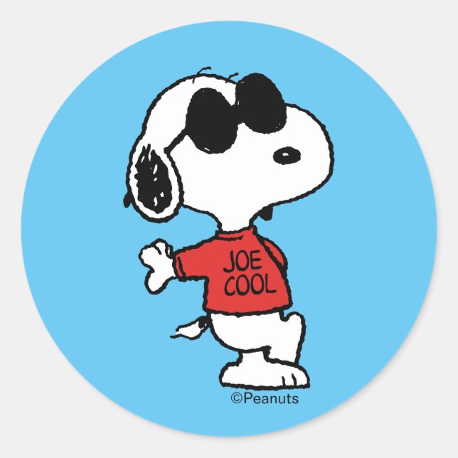 Pegatina Redonda Snoopy "Joe Cool" de pie (Anverso)
