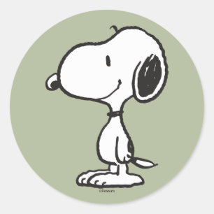 Pegatina Redonda Snoopy Smile Giggle Laugh