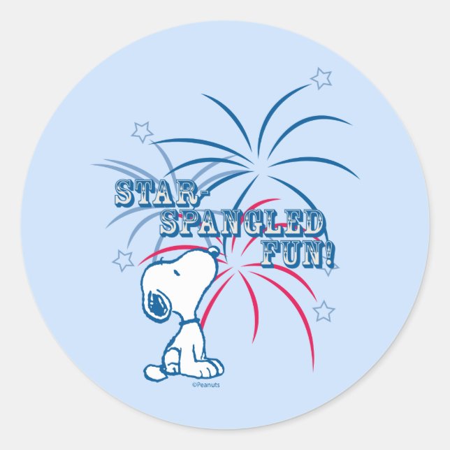 Pegatina Redonda Snoopy Star Spangling Fun (Anverso)