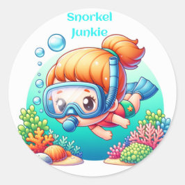 Pegatina Redonda Snorkel junkie gal