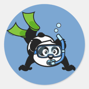 Pegatina Redonda Snorkel Panda