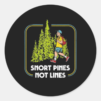 Pegatina Redonda Snort Pines No Encola A Un Niño Divertido Que Va A