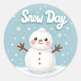 Pegatina Redonda Snow Day Winter Snowman Classic Round Sticker