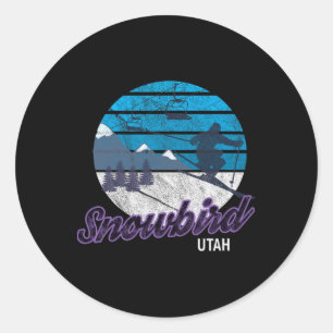 Pegatina Redonda Snowbird Utah Usa Ski Resort Snowboarding