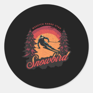 Pegatina Redonda Snowbird Utah Wasatach Range Nieve Esquí