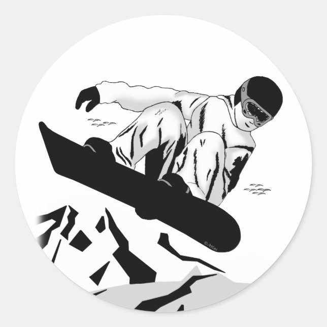 Pegatina Redonda Snowboard 5 (Anverso)