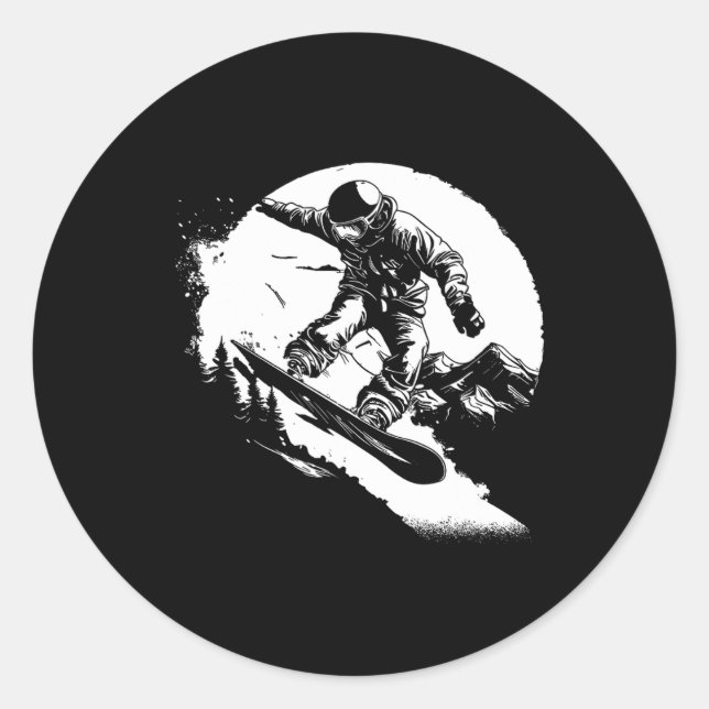Pegatina Redonda Snowboard Alpine Snowboarding 1 (Anverso)