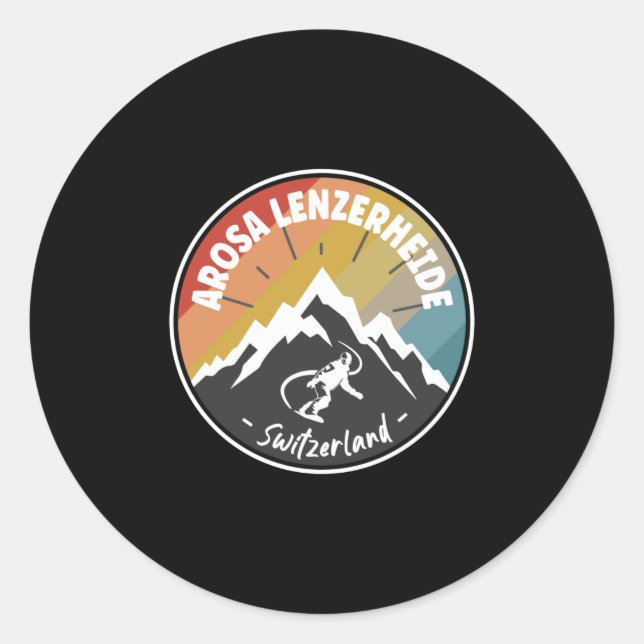 Pegatina Redonda Snowboard Arosa Lenzerheide (Anverso)