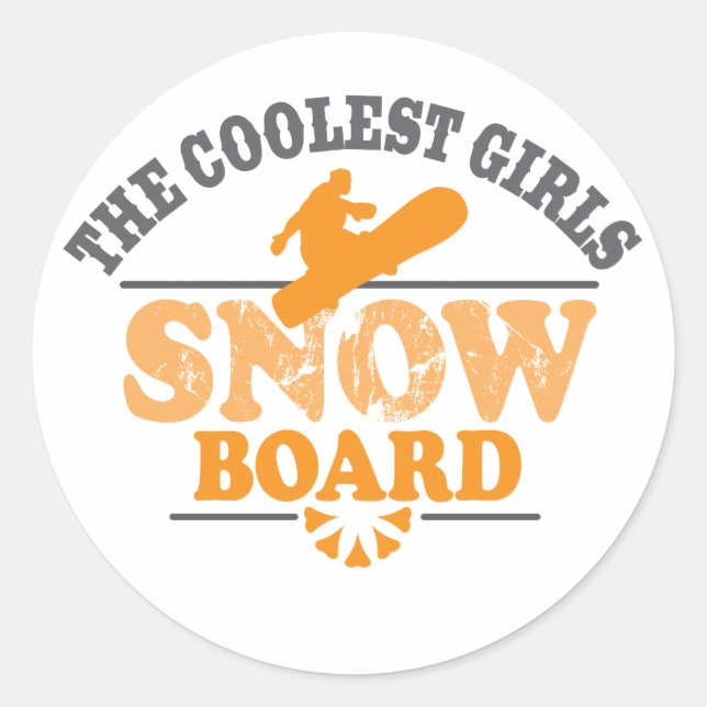 Pegatina Redonda Snowboard Chicas más fríos (Anverso)