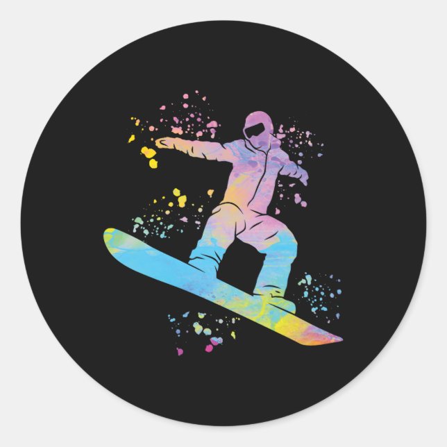 Pegatina Redonda Snowboard Colorful Snowboard 4 (Anverso)
