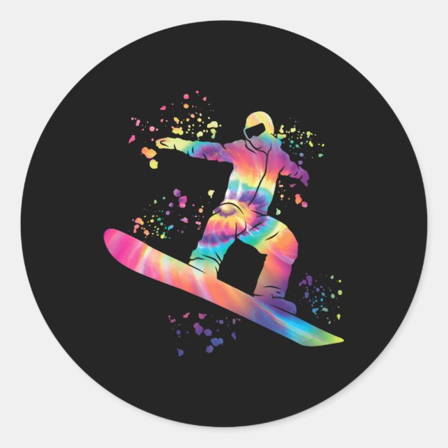Pegatina Redonda Snowboard Colorful Snowboard Snowboard 10 (Anverso)