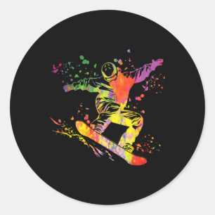 Pegatina Redonda Snowboard Colorful Snowboard Snowboard 12