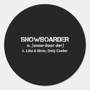 Pegatina Redonda Snowboard Como Un Motivo De Esquiador Sólo De Frío