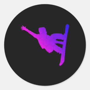 Pegatina Redonda Snowboard Damas Chicas Snowboard Snowboard