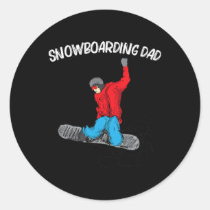 Pegatina Redonda Snowboard De Guay Para Papá, Papa Snowboard Snow W
