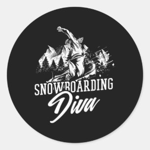 Pegatina Redonda Snowboard Diva Freestyle Winter