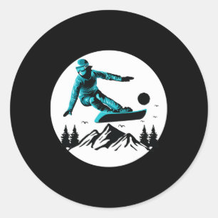 Pegatina Redonda Snowboard Esquí Nieve Montaña Invierno Snowboar
