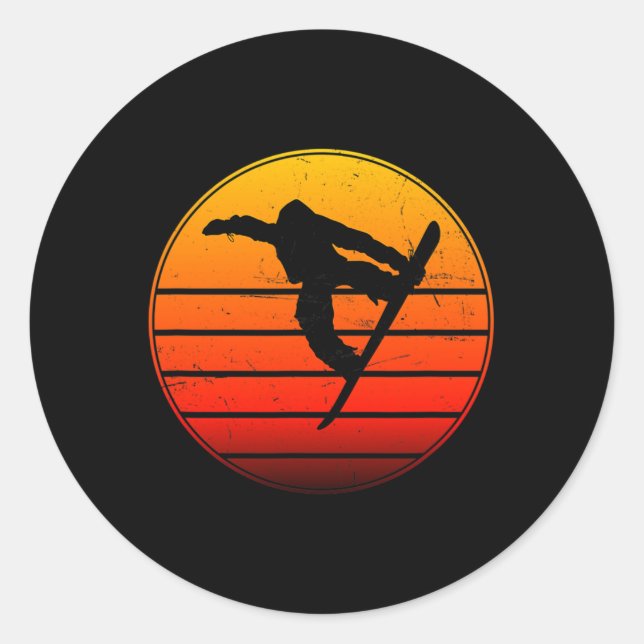 Pegatina Redonda Snowboard Femeninas Snowboard Snowboard Hombres 1 (Anverso)