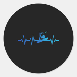 Pegatina Redonda Snowboard Heartbeat 80's 90s Retro Winter Snowboar