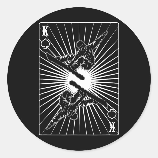 Pegatina Redonda Snowboard King Freestyle Montes Snowboard (Anverso)