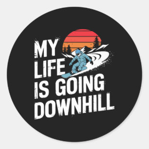 Pegatina Redonda Snowboard Lover Humor Design Funny Snowboard
