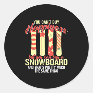 Pegatina Redonda Snowboard me hace feliz