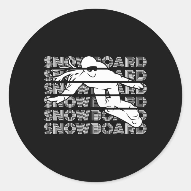 Pegatina Redonda Snowboard Mujeres Snowboard Snowboarder (Anverso)