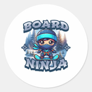 Pegatina Redonda Snowboard Ninja Ninja Snow Rider Snowboardin