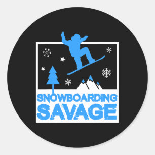 Pegatina Redonda Snowboard Niños salvajes Nieve estilo libre para j