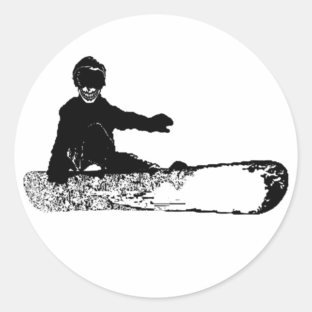 Pegatina Redonda snowboard O MORIR (Anverso)
