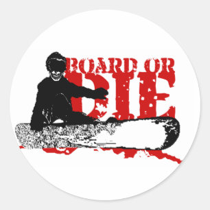 Pegatina Redonda snowboard O MORIR