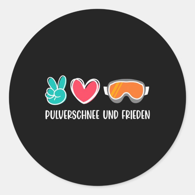 Pegatina Redonda Snowboard Polvo Nieve Y Paz Graciosa Snowboard (Anverso)
