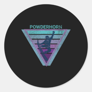 Pegatina Redonda Snowboard Powderhorn Ski Resort Colorado Snowbo