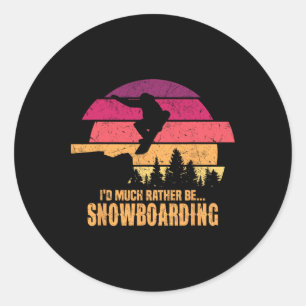 Pegatina Redonda Snowboard Preferiría Estar Snowboard