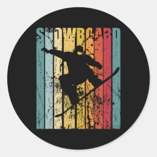 Pegatina Redonda Snowboard Retro Snowboard Snowboard Ski Vacation S
