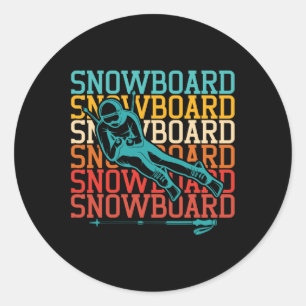 Pegatina Redonda Snowboard Retro Vintage Snowboard Snowboard Spor