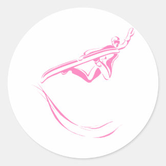 Pegatina Redonda Snowboard rosa