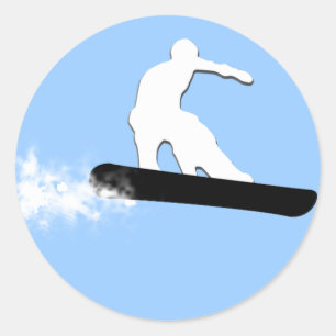 Pegatina Redonda snowboard. simple.